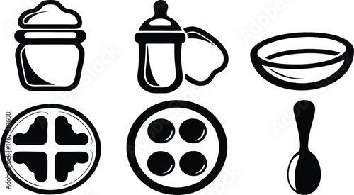 vector set of milk bottle and spoon