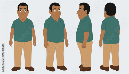 2d Indian man cartoon character ready for animation moral stories	