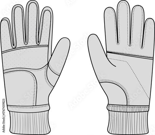 Winter gloves, insulated handwear, black stitched gloves, outdoor cold weather gear, ribbed cuff design, durable protective gloves, stylish fashion accessory, comfortable fit