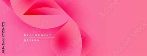 Abstract pink background. Overlapping shapes create dynamic visual flow. Modern design elements present smooth gradients.