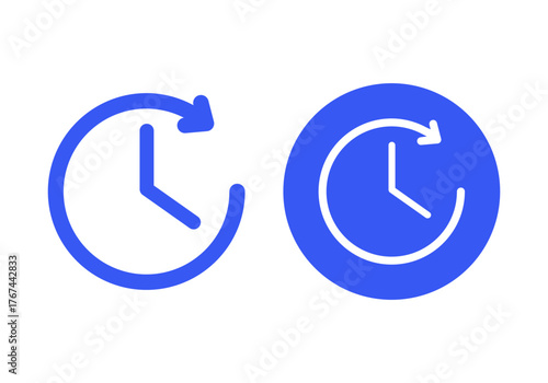 Blue Clock Time Flat Colored Illustration for Schedule and Management Concept