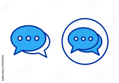 Blue Comment Flat Colored Illustration for Feedback and Online Discussion Concept