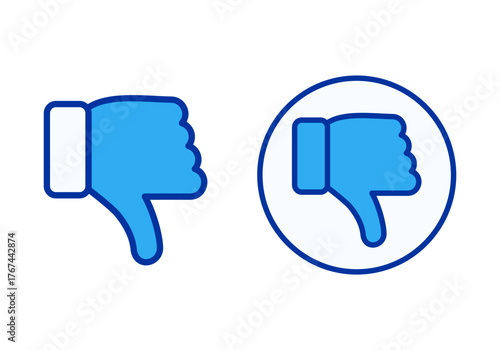 Blue Dislike Flat Colored Illustration for Negative Feedback and Reaction Concept