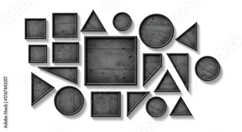 Geometric shapes concrete design squares triangles circles background