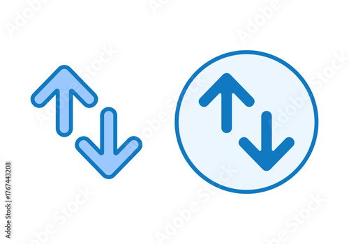 Blue Sort Flat Colored Illustration for Data Organization and Content Management Concept
