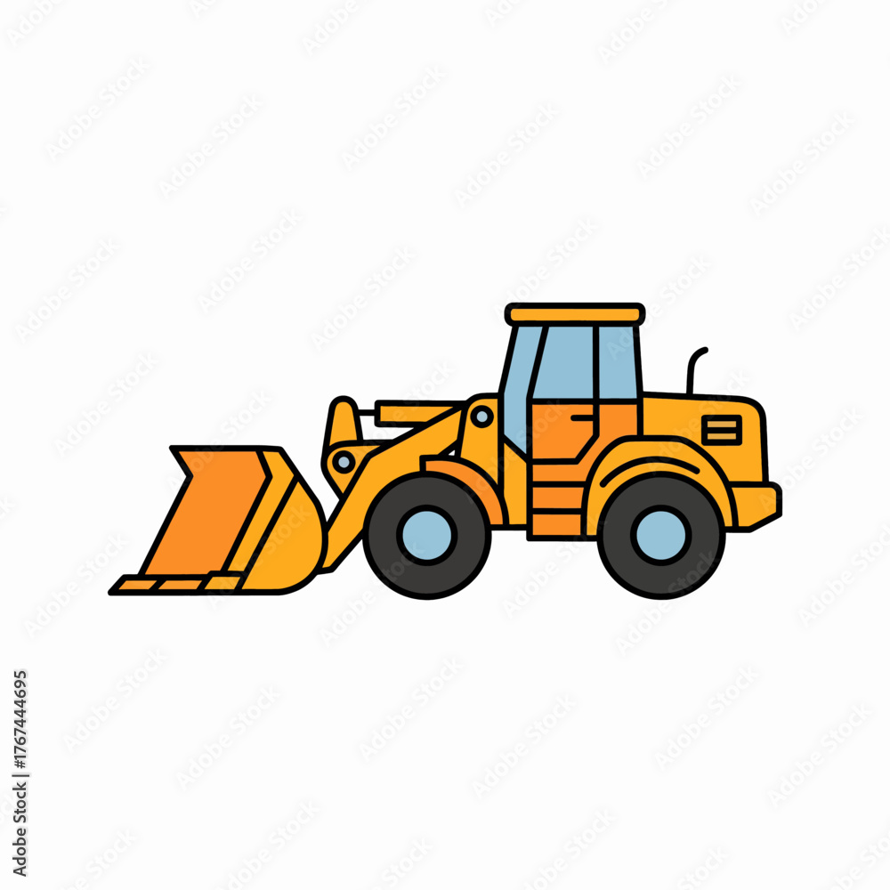 Naklejka premium Yellow Front Loader Icon Construction Equipment Illustration