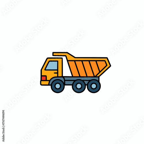Colorful Dump Truck Icon Illustration Transportation and Construction