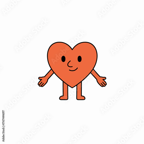 Friendly Heart Character with Arms and Legs Illustration