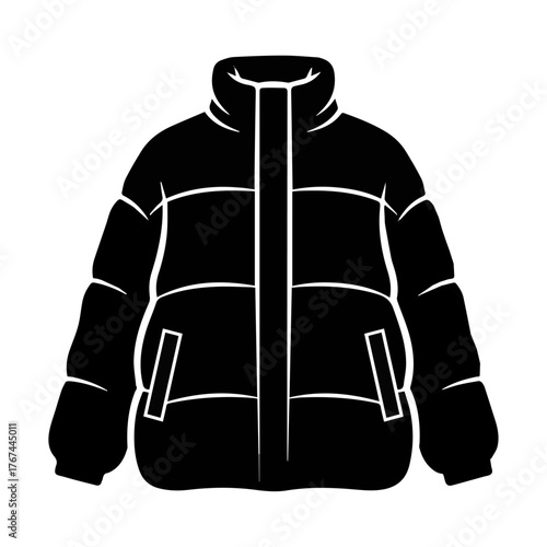 Warm winter puffer jacket vector illustration for fashion and clothing design.