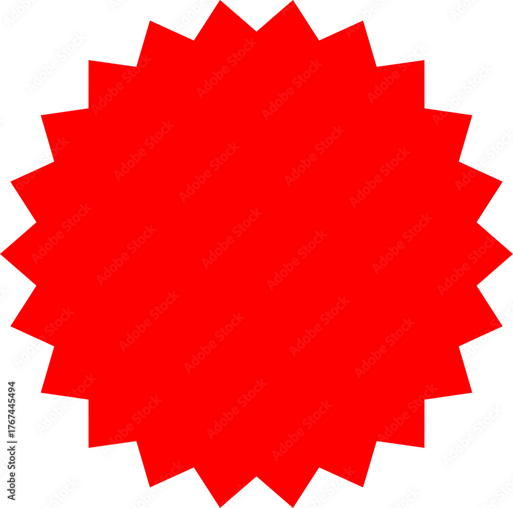 Fototapeta premium Red Circle Sticker and Badge, Wavy Edge Labels Blank Sale Tags Vintage Promo Shapes, Graphics