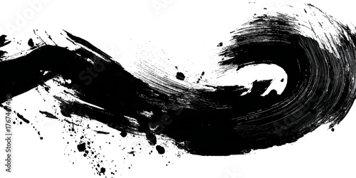Abstract grunge brush stroke paint blot rough black texture .banner design artistic dirty splatter background .hand drawn ink stroke element for creative layout and artwork .
