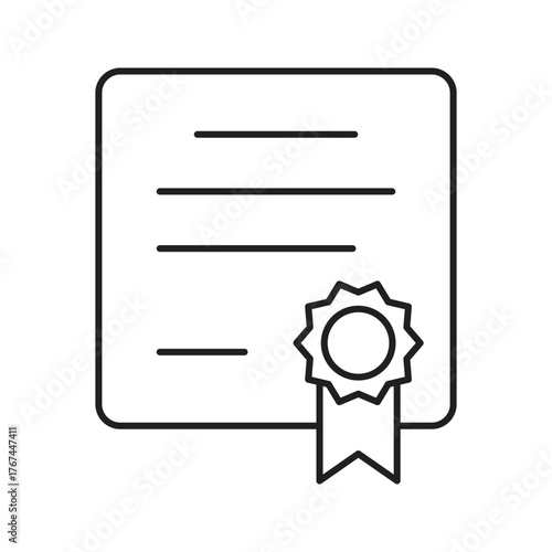 Certificate or Diploma Icon. Achievement and Award Symbol, Education Document.