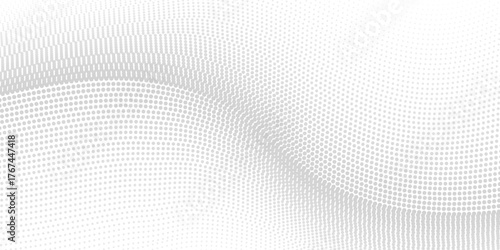 Vector dot white futuristic background. Big data visualization. Digital dynamic wave of particles abstract modern simple art