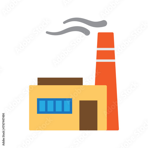 Air Pollution and Industry Concept. Industrial Factory Building with Smokestack
