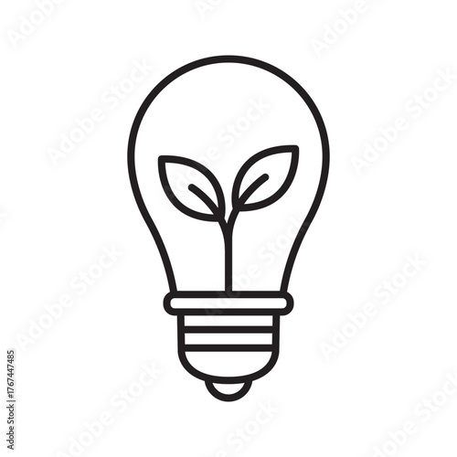 Eco Energy Concept, Light Bulb with a Growing Plant Inside. Sustainability and Renewable Power Symbol
