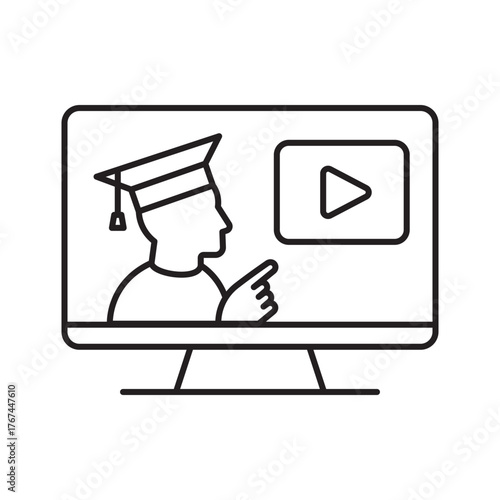 E-Learning and Webinar Icon. Distance Education Concept