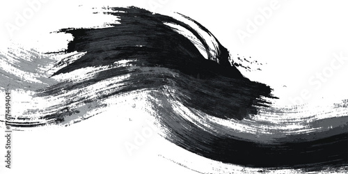 Abstract grunge brush stroke paint blot rough black texture .banner design artistic dirty splatter background .hand drawn ink stroke element for creative layout and artwork .