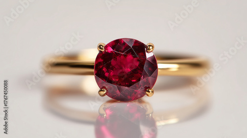 bague avec une pierre rouge