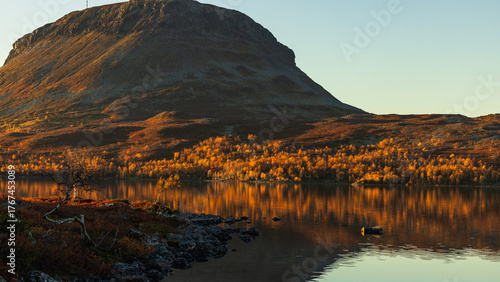 Reflection autumn colors during sunset