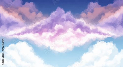 Watercolor Clouds Ethereal Sky Artistry in Pastel Hues, Dreamy Scenery with Light and Shadow Depictions
