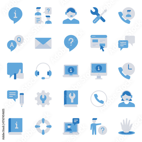 Blue color icons set for Contact service