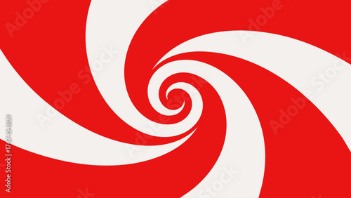Red and white spiral pattern creating a hypnotic optical illusion
