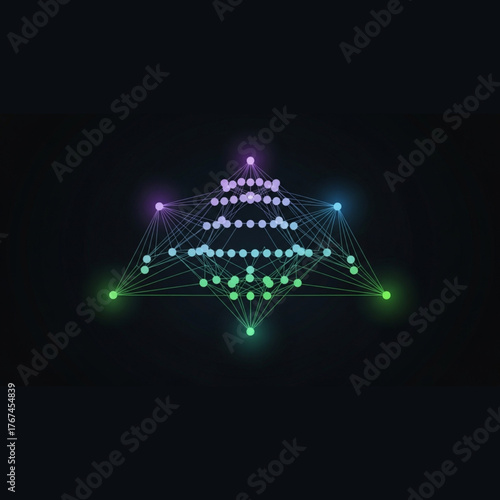 Futuristic network connection with glowing nodes, perfect for illustrating technology concepts, data science, and modern communication systems, a dynamic tech visual