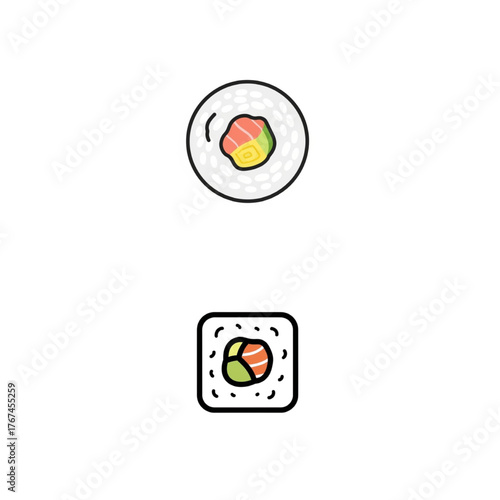 Delicious sushi rolls illustration inviting culinary exploration and perfect for restaurant menus and food blog designs, a tasty visual treat!