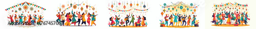 A group of people dancing and playing traditional music to celebrate Diwali