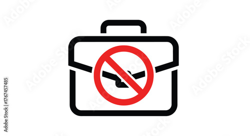 A briefcase with a prohibition symbol overlaid indicates a concept of no business or restricted work.