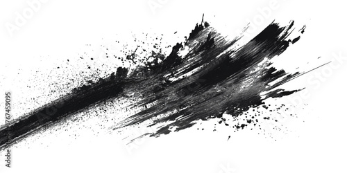 Abstract grunge brush stroke paint blot rough black texture .banner design artistic dirty splatter background .hand drawn ink stroke element for creative layout and artwork .