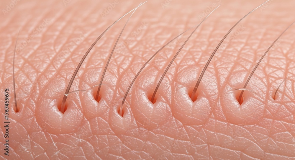 Fototapeta premium Skin magnified showing pores hairs