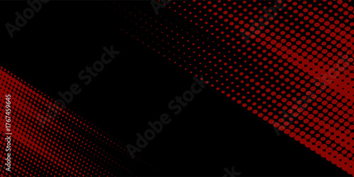 Latar belakang tekstur gradien kisi pola warna merah dan biru titik halfton. Ilustrasi vektor gaya sport komik titik pop
