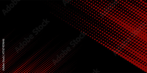 Latar belakang tekstur gradien kisi pola warna merah dan biru titik halfton.