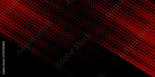 Latar belakang tekstur gradien kisi pola warna merah dan biru titik halfton.