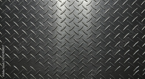Textured metal surface with raised elongated diamond pattern creating a nonslip tread plate effect