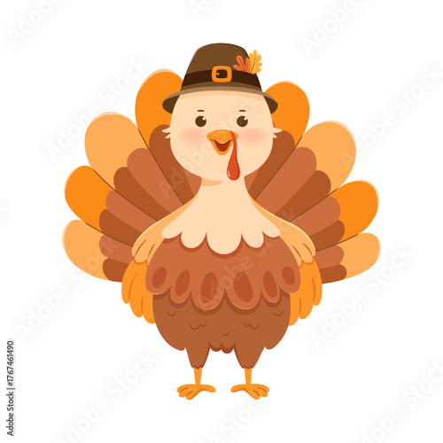 Thanksgiving turkey cartoon character vector illustration