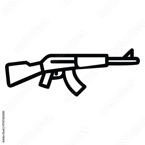 a rifle silhouette vector icon design with a white background	

