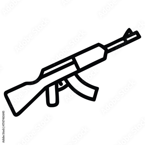 a rifle silhouette vector icon design with a white background	
