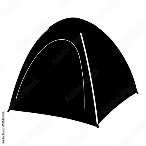 Black silhouette of a dome tent for camping and outdoor adventures