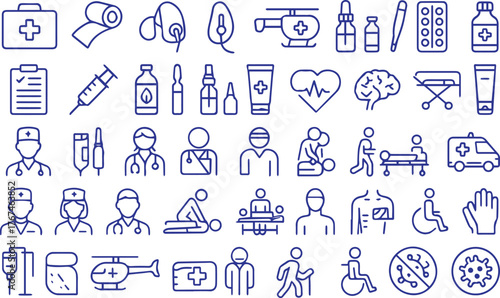 Chemistry and Research Line Icon Pack. Minimalist Outline Symbols for Scientific Education, Pharmaceutical Development, and Analysis.