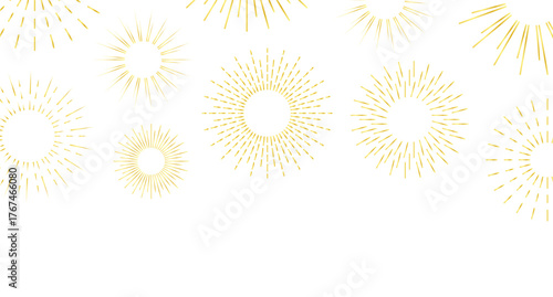 Firework border background, gold and silver fireworks frame, firework banner, New Year 2026 greeting with firework bursts, festive mood.