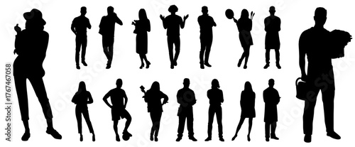  silhouette occupation vector set