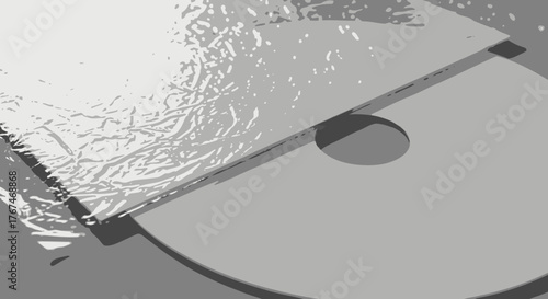 Monochromatic abstract graphic showcasing layered shapes and textural details