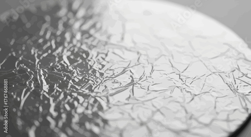 Close-up of crumpled aluminum foil creates an abstract textured background