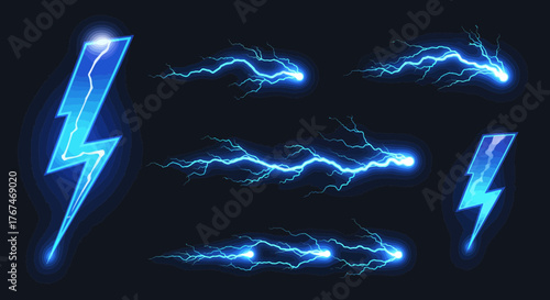 Captivating electric lightning bolts and thunder strikes vector illustration