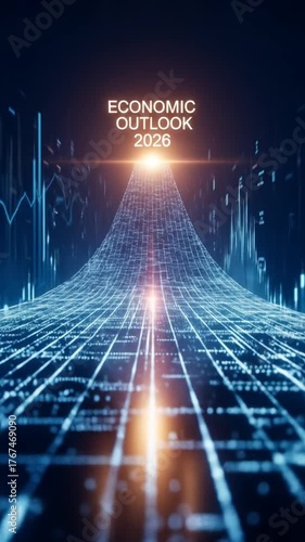 Economic Outlook 2026 - A Futuristic Digital Visualization.