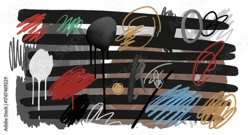 Abstract Expressionist Artwork: A Dynamic Composition of Lines, Shapes, and Colors