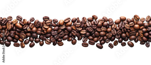 roasted coffee beans border on white background