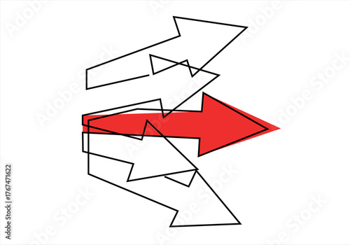 Red Arrow Leading the Way Forward. continuous line drawing. Editable stroke. 